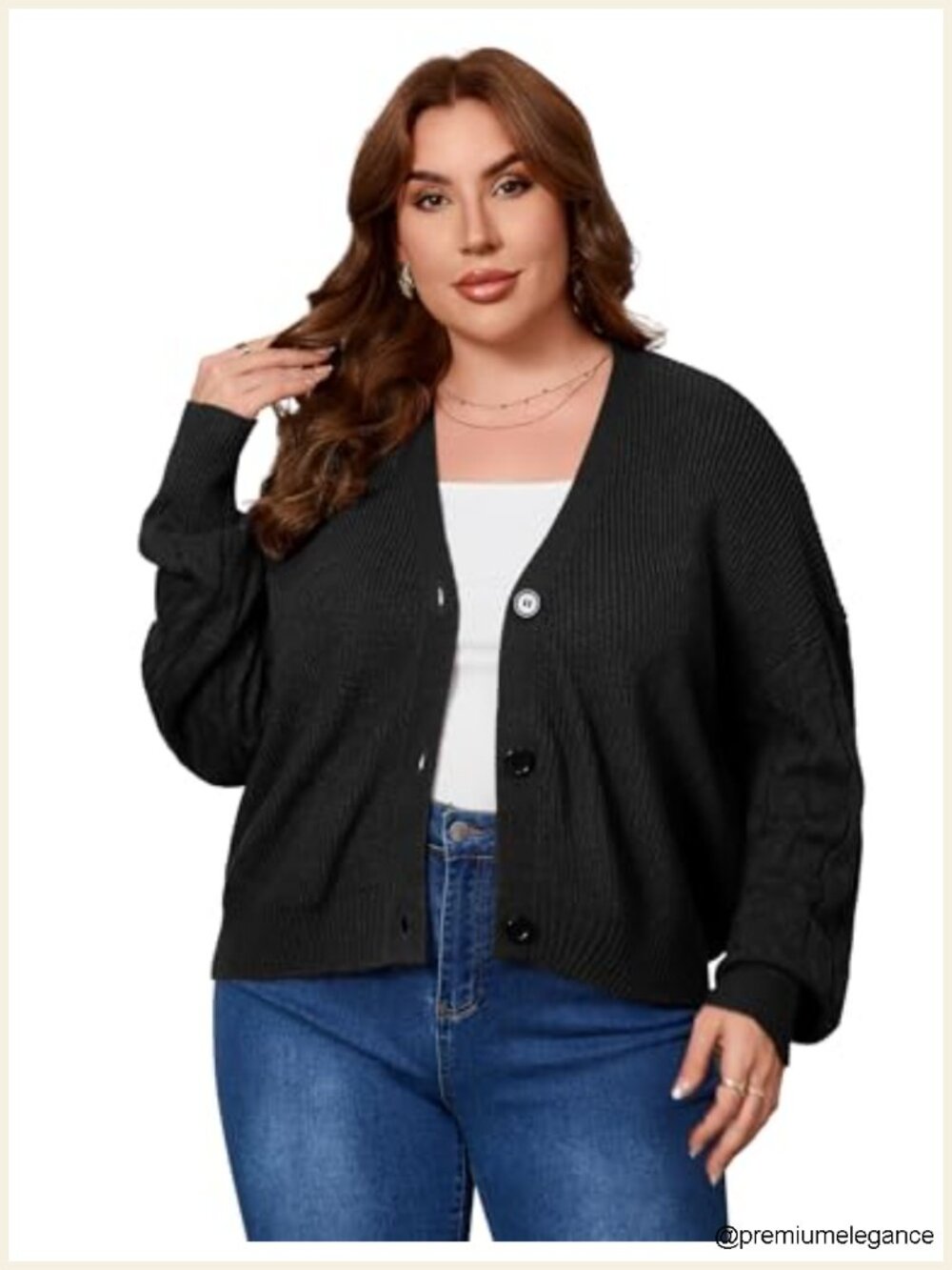 Plus Size Oversized Button Down Cardigan Sweater Open Front Long Sleeve Fall